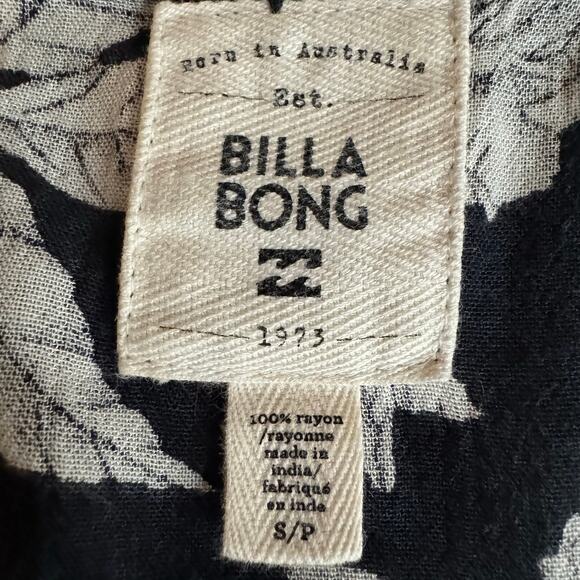 Billabong Allegra Floral Maxi Button Down Dress Womens S Black White Rayon - Picture 15 of 16